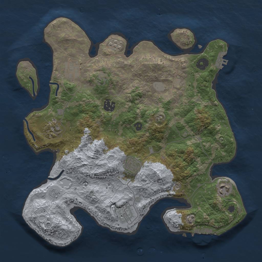 Rust Map: Procedural Map, Size: 3260, Seed: 2147483647, 16 Monuments