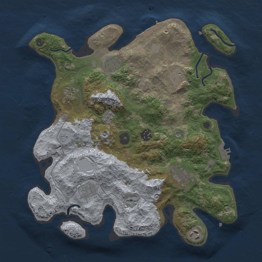 Rust Map: Procedural Map, Size: 3444, Seed: 8888, 17 Monuments
