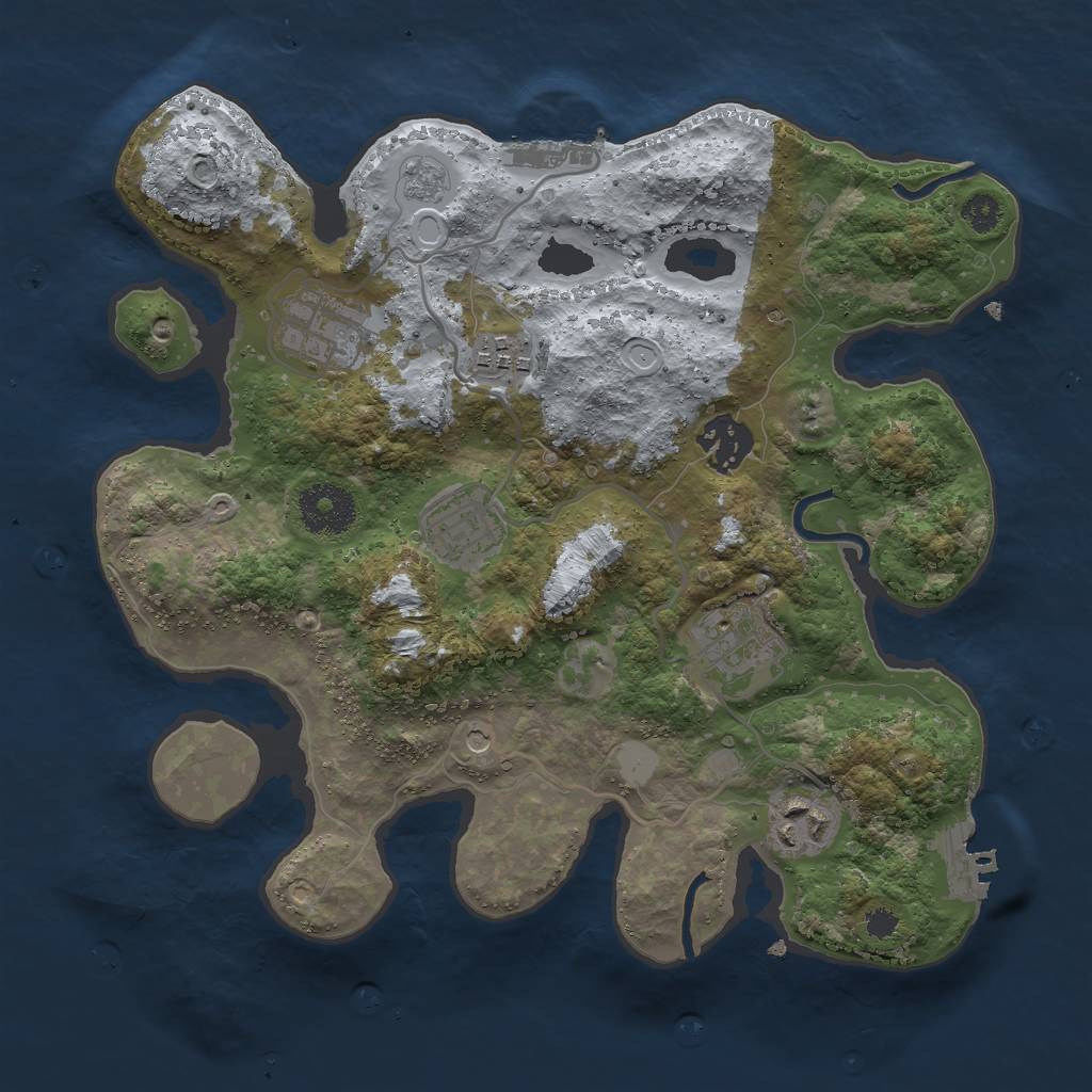 Rust Map: Procedural Map, Size: 3000, Seed: 156688938, 15 Monuments