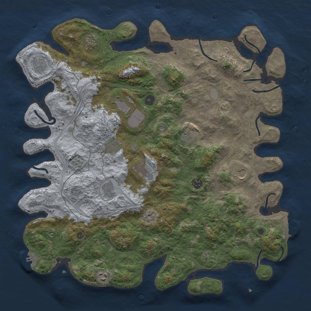 Rust Map: Procedural Map, Size: 4555, Seed: 123456, 20 Monuments