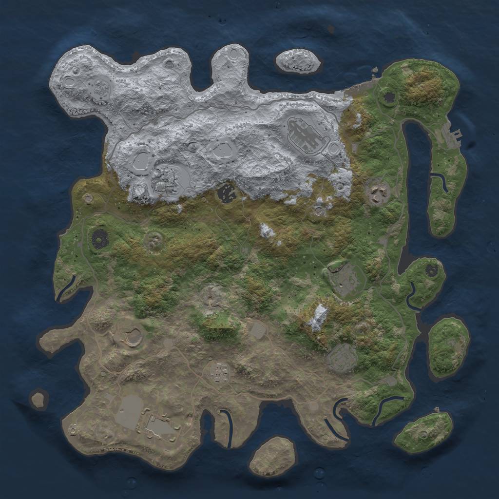 Rust Map: Procedural Map, Size: 4000, Seed: 325008439, 18 Monuments