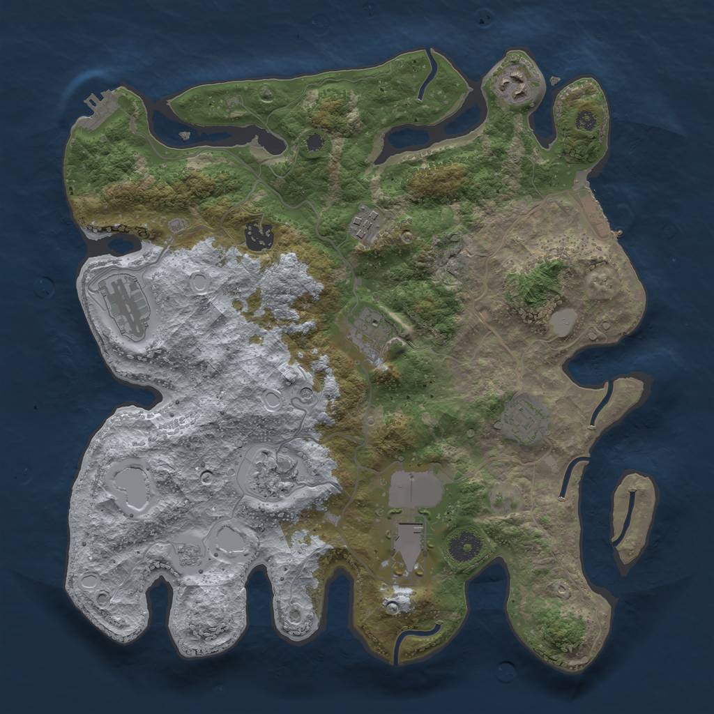Rust Map: Procedural Map, Size: 3500, Seed: 97420342, 15 Monuments