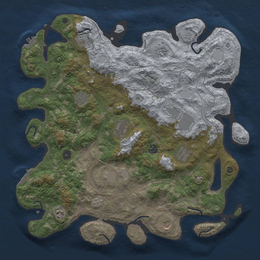 Rust Map: Procedural Map, Size: 4250, Seed: 1690495944, 20 Monuments