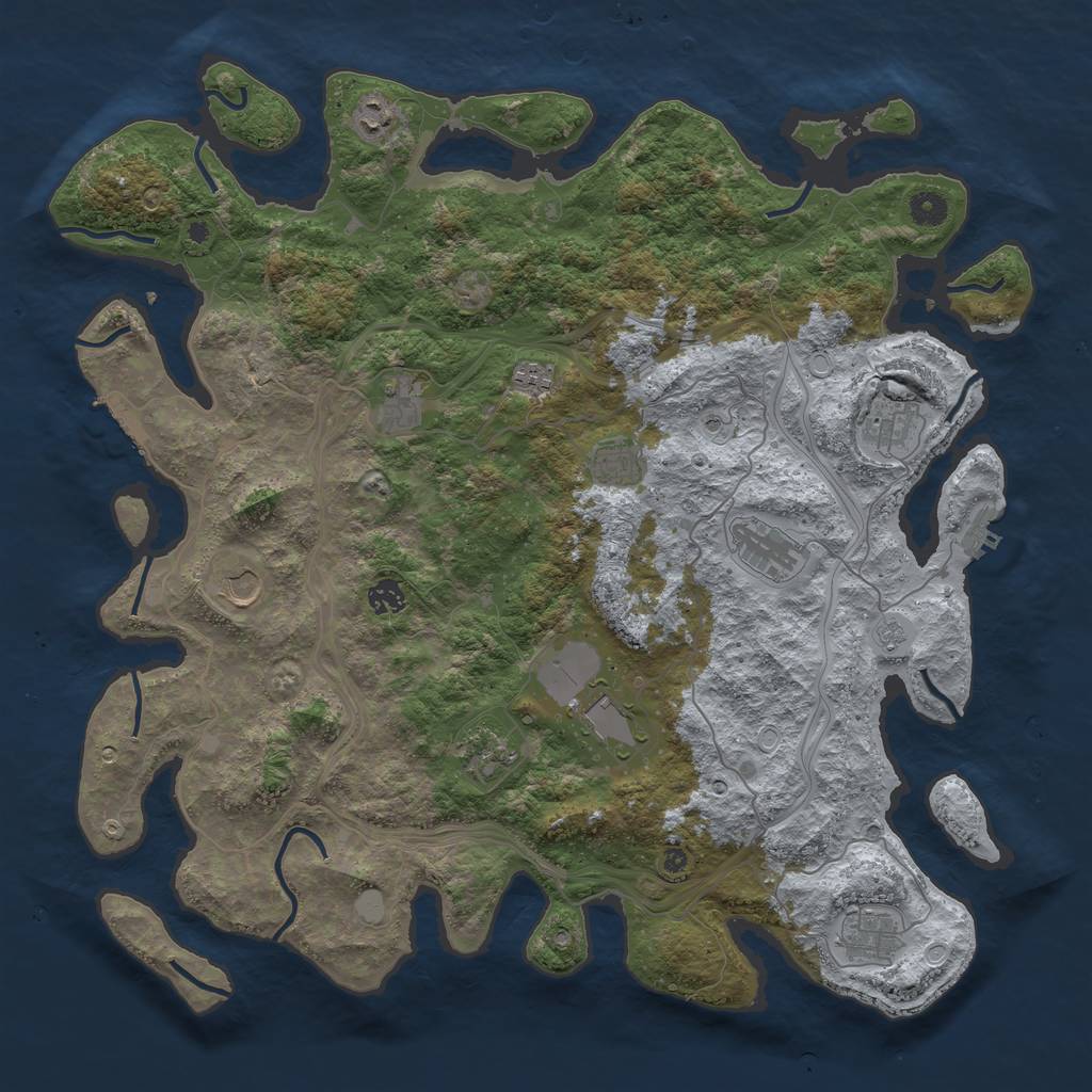 Rust Map: Procedural Map, Size: 4500, Seed: 2032085968, 20 Monuments