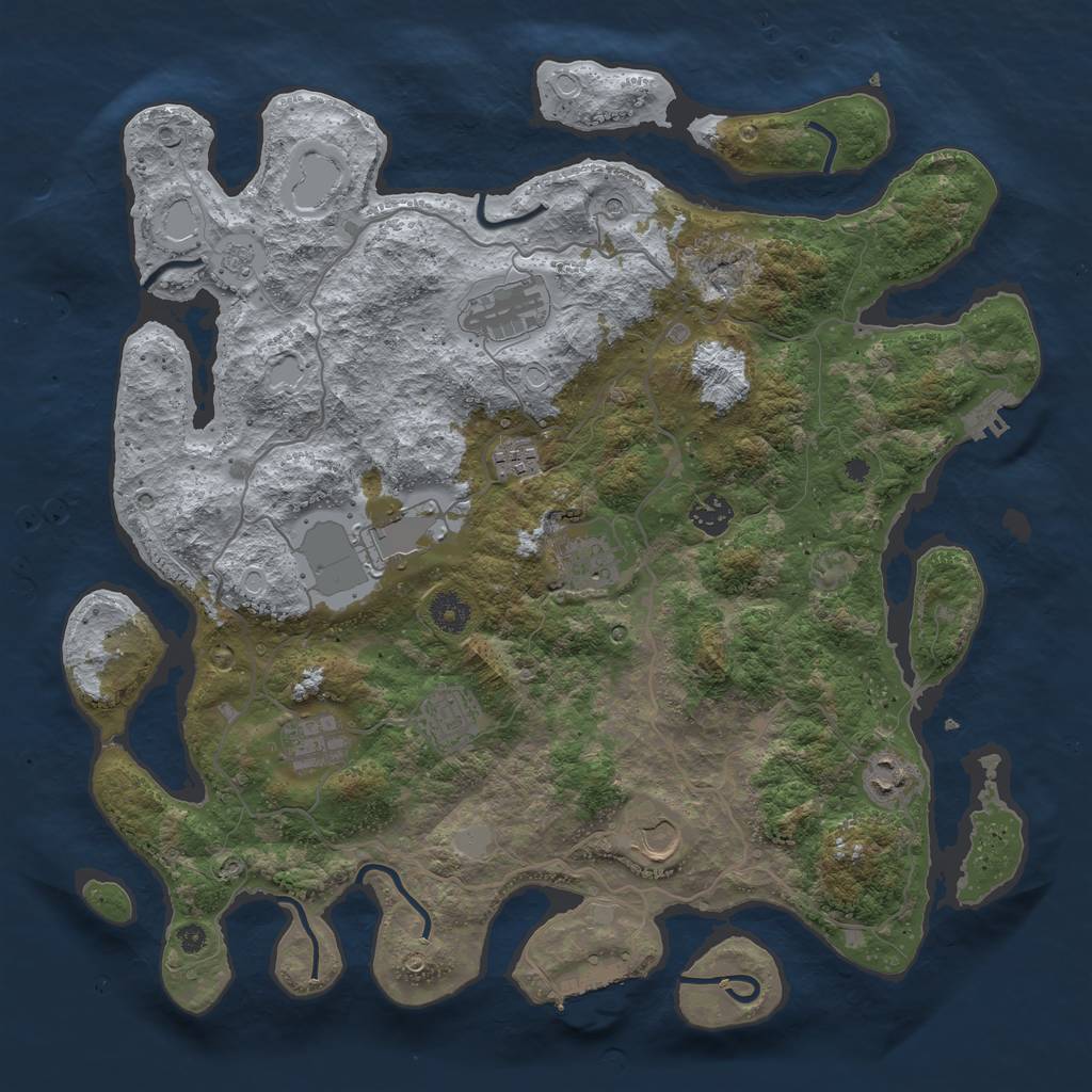 Rust Map: Procedural Map, Size: 4000, Seed: 1384551752, 18 Monuments