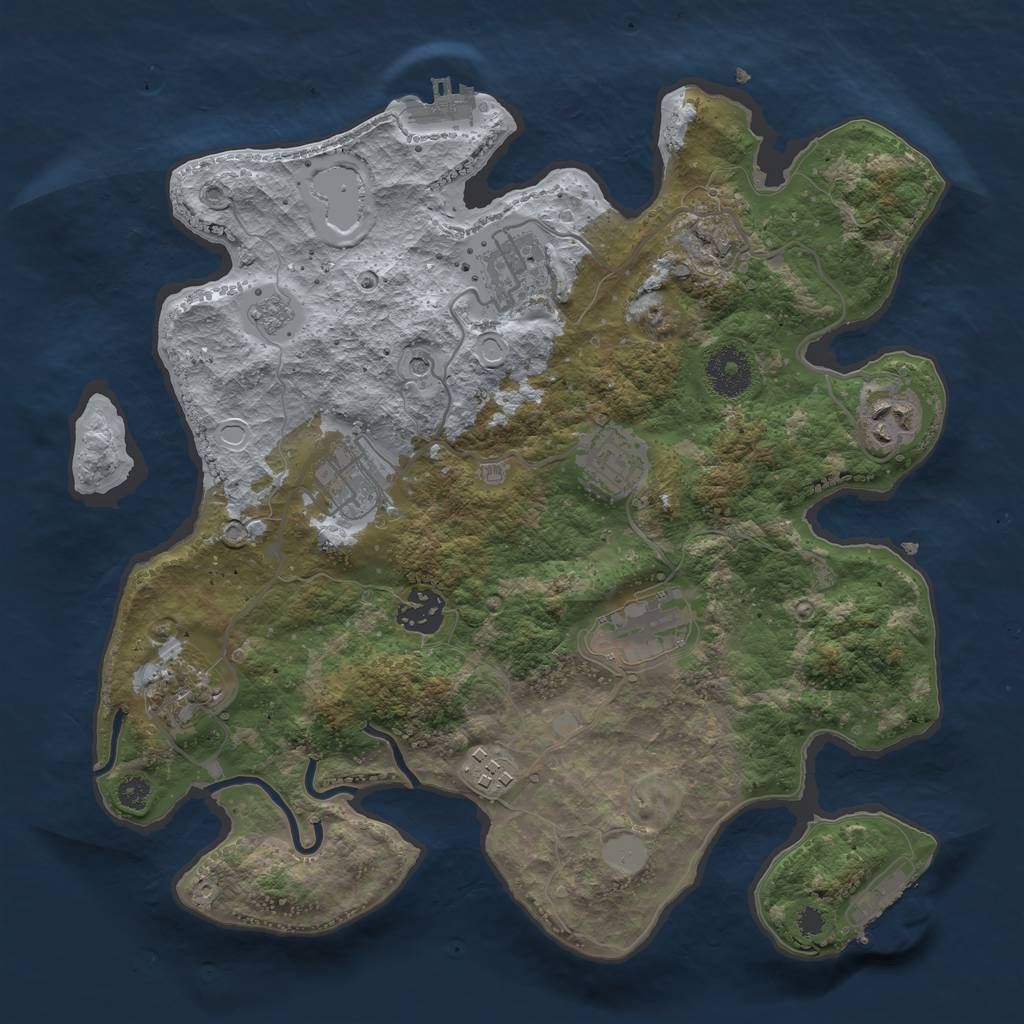 Rust Map: Procedural Map, Size: 3250, Seed: 309015391, 17 Monuments
