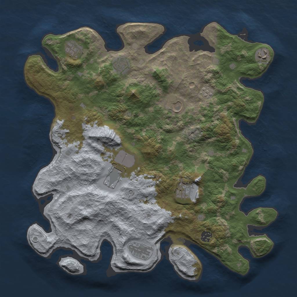 Rust Map: Barren, Size: 4000, Seed: 8888, 12 Monuments