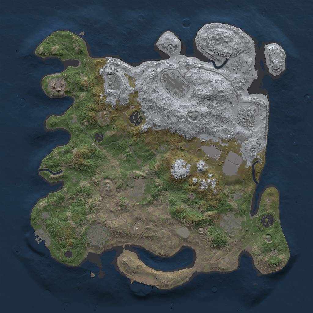 Rust Map: Procedural Map, Size: 3500, Seed: 454453, 18 Monuments