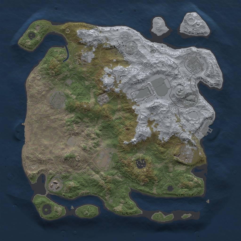 Rust Map: Procedural Map, Size: 3500, Seed: 65717761, 18 Monuments