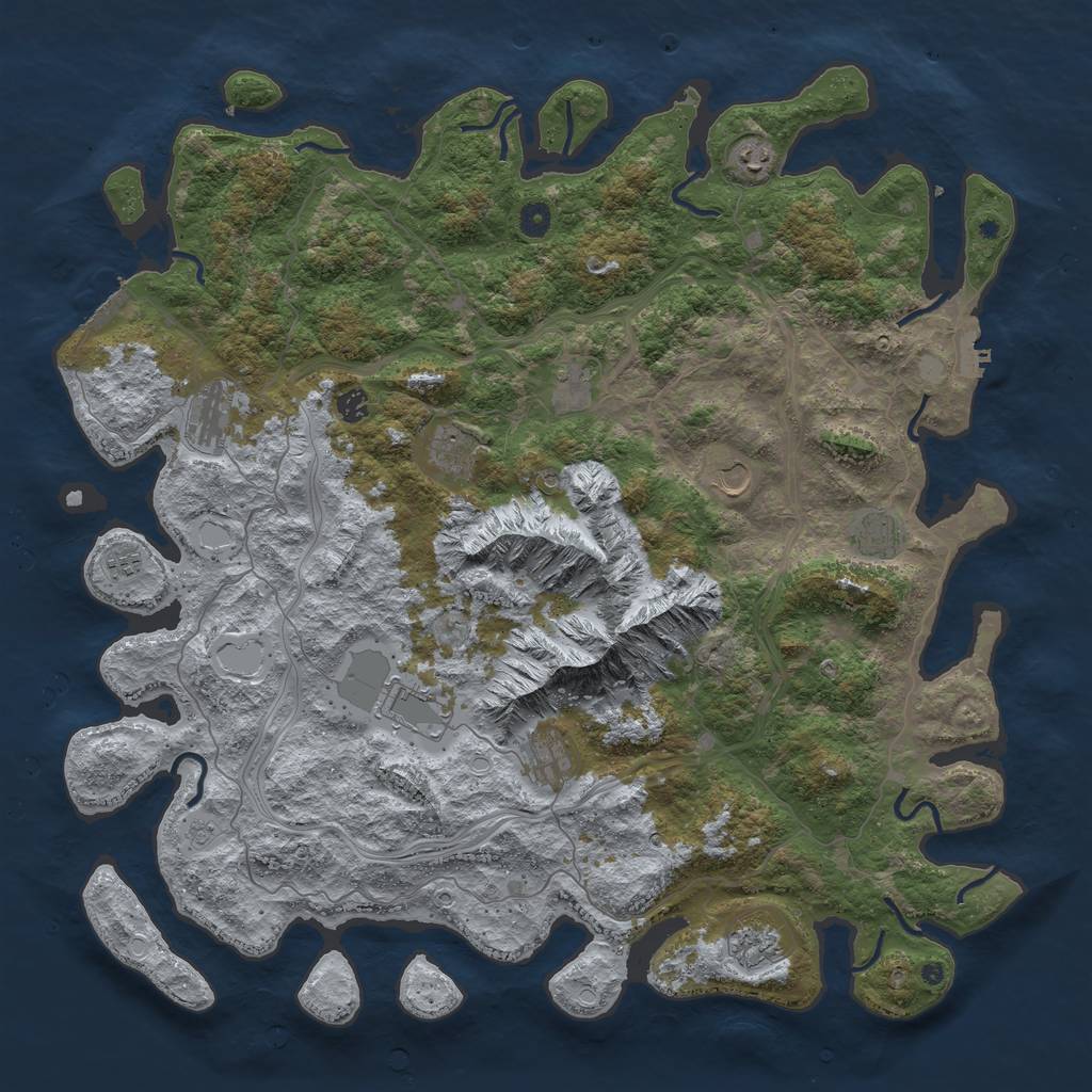 Rust Map: Procedural Map, Size: 5000, Seed: 752618649, 20 Monuments