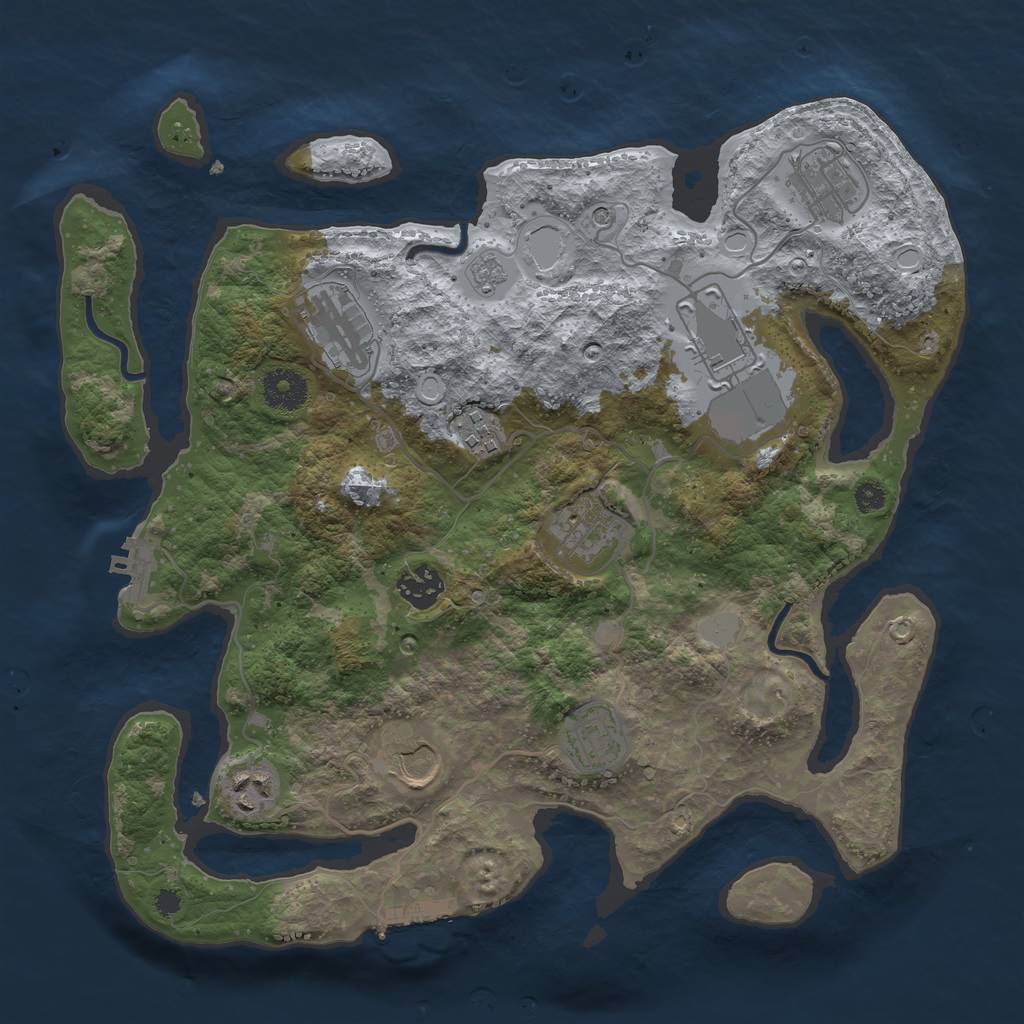 Rust Map: Procedural Map, Size: 3500, Seed: 871574237, 18 Monuments
