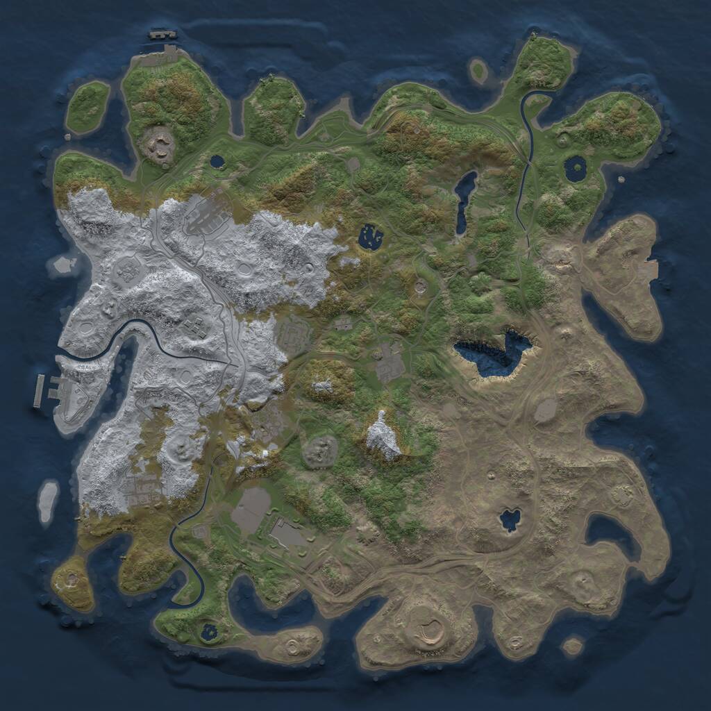 Rust Map: Procedural Map, Size: 4300, Seed: 660325669, 16 Monuments