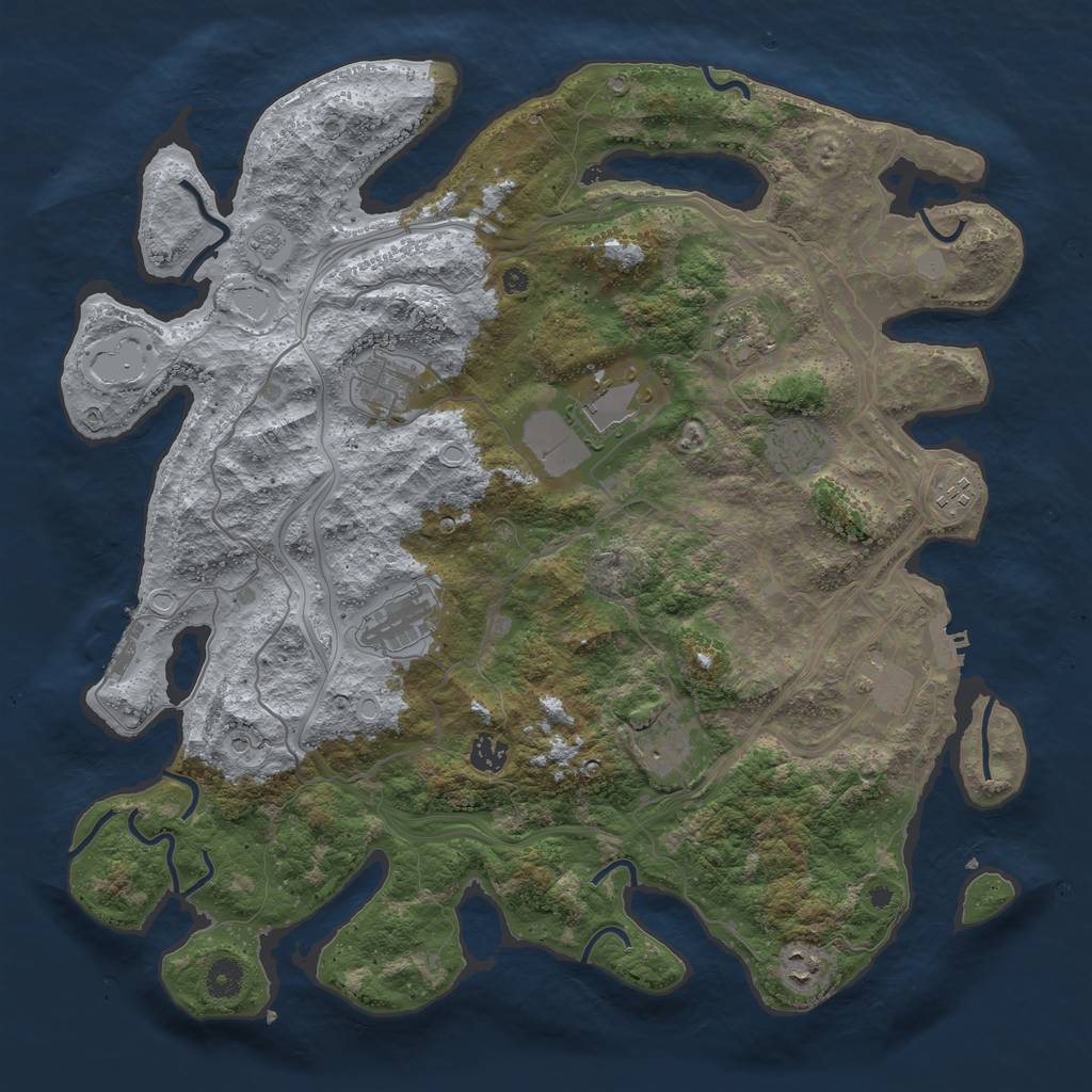 Rust Map: Procedural Map, Size: 4250, Seed: 1130227146, 19 Monuments