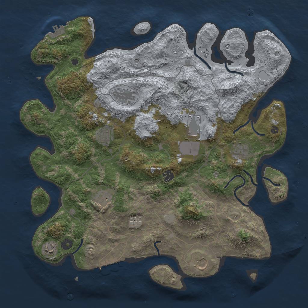 Rust Map: Procedural Map, Size: 4000, Seed: 512625, 18 Monuments
