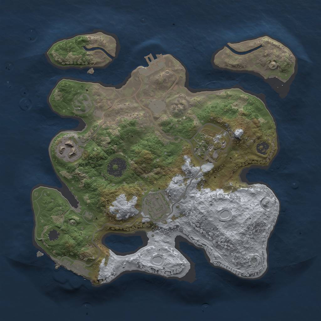 Rust Map: Procedural Map, Size: 2500, Seed: 242, 10 Monuments