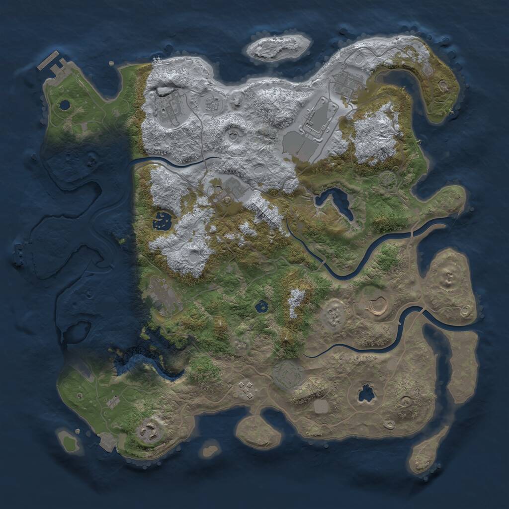 Rust Map: Procedural Map, Size: 4000, Seed: 5768329, 16 Monuments
