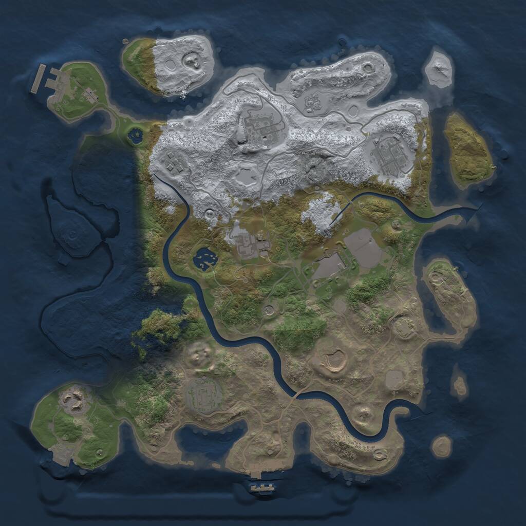 Rust Map: Procedural Map, Size: 3500, Seed: 145855753, 15 Monuments