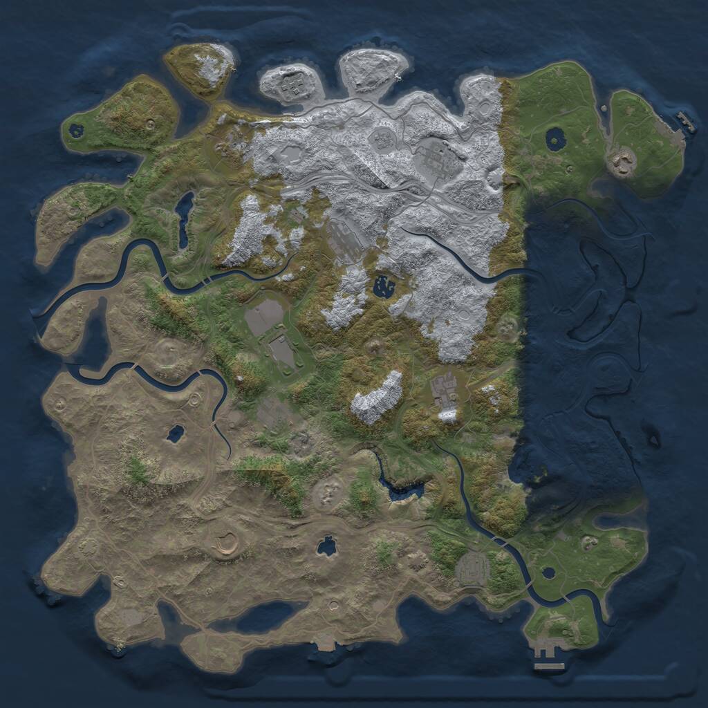 Rust Map: Procedural Map, Size: 4800, Seed: 594722109, 17 Monuments