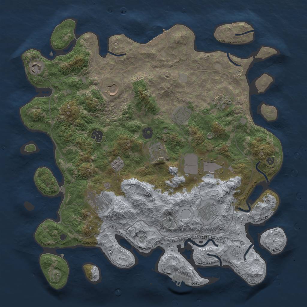 Rust Map: Procedural Map, Size: 4000, Seed: 436408081, 19 Monuments