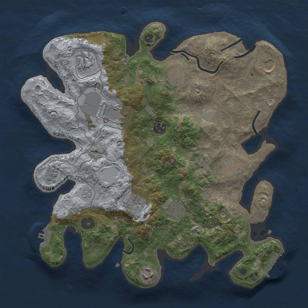 Rust Map: Procedural Map, Size: 3500, Seed: 13402336, 19 Monuments