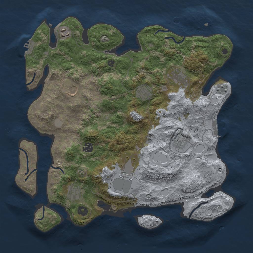 Rust Map: Procedural Map, Size: 3700, Seed: 677087570, 18 Monuments