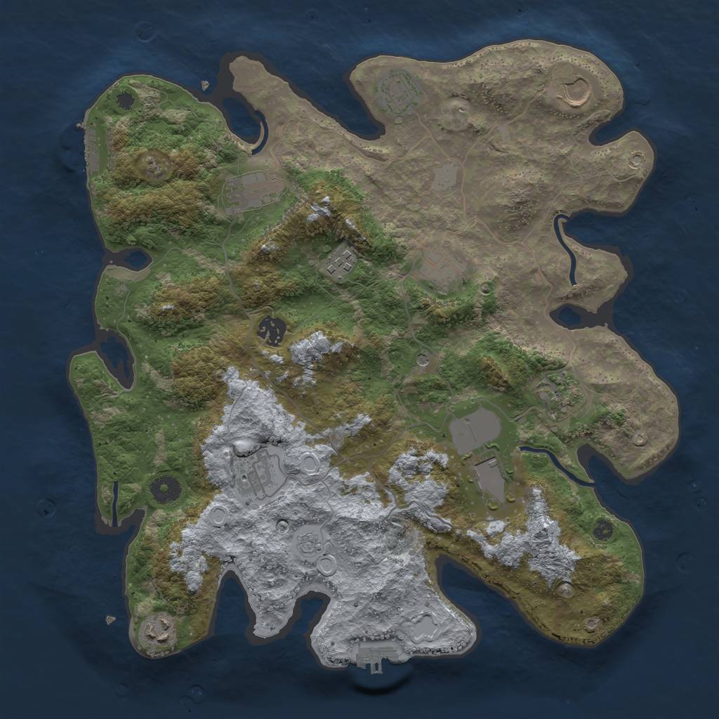 Rust Map: Procedural Map, Size: 3750, Seed: 1057885992, 19 Monuments