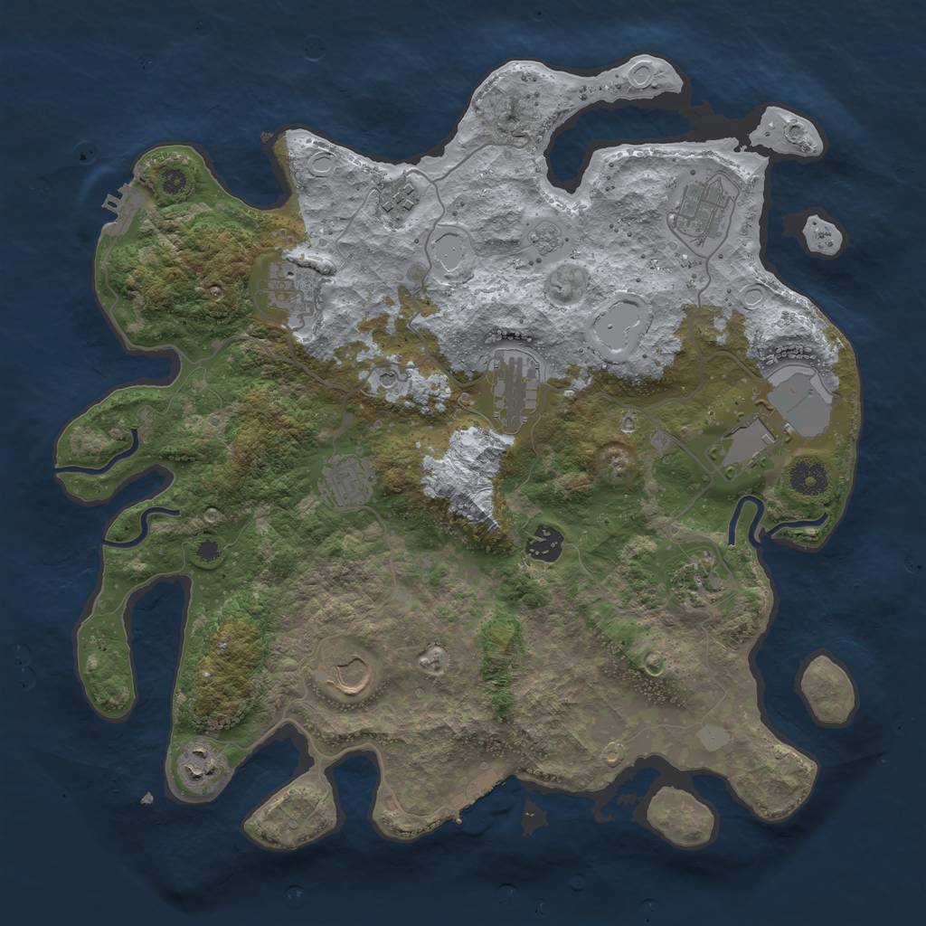 Rust Map: Procedural Map, Size: 3800, Seed: 890953770, 19 Monuments
