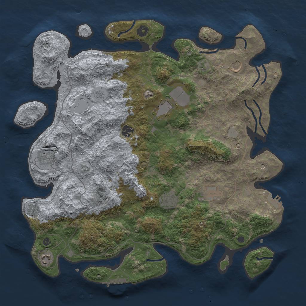 Rust Map: Procedural Map, Size: 4000, Seed: 69691124, 17 Monuments