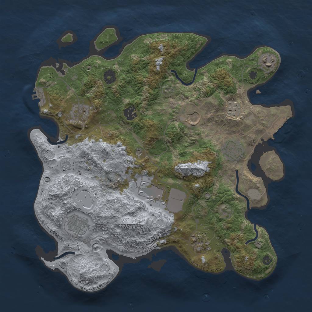 Rust Map: Procedural Map, Size: 3500, Seed: 443933243, 18 Monuments