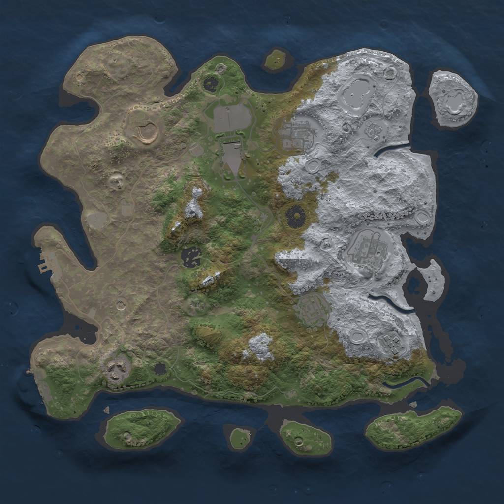 Rust Map: Procedural Map, Size: 3500, Seed: 417121909, 17 Monuments
