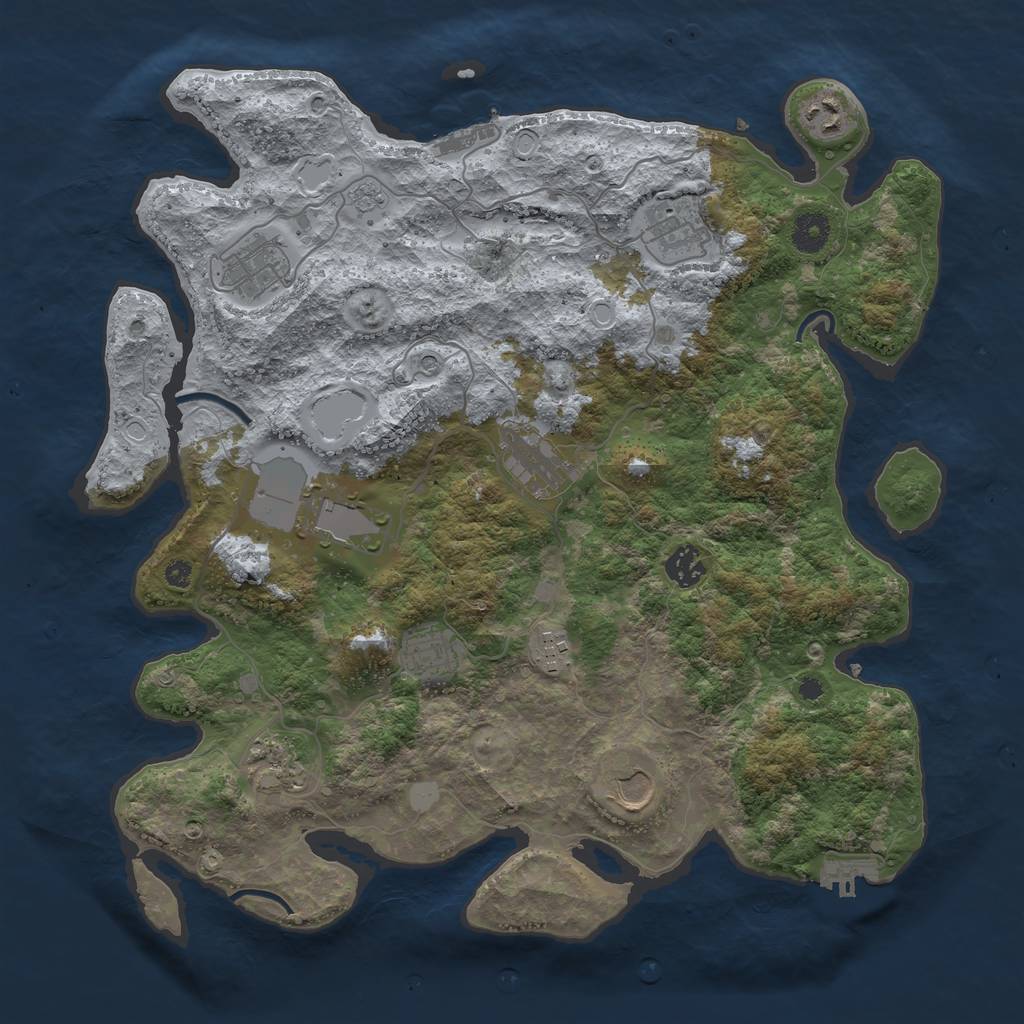 Rust Map: Procedural Map, Size: 3850, Seed: 1523371800, 17 Monuments