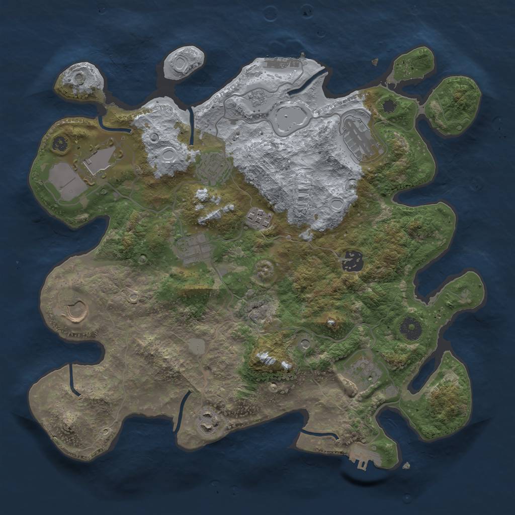 Rust Map: Procedural Map, Size: 3500, Seed: 1546907547, 18 Monuments