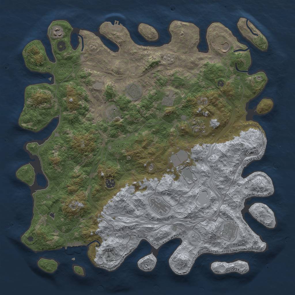 Rust Map: Procedural Map, Size: 4500, Seed: 1798703264, 20 Monuments