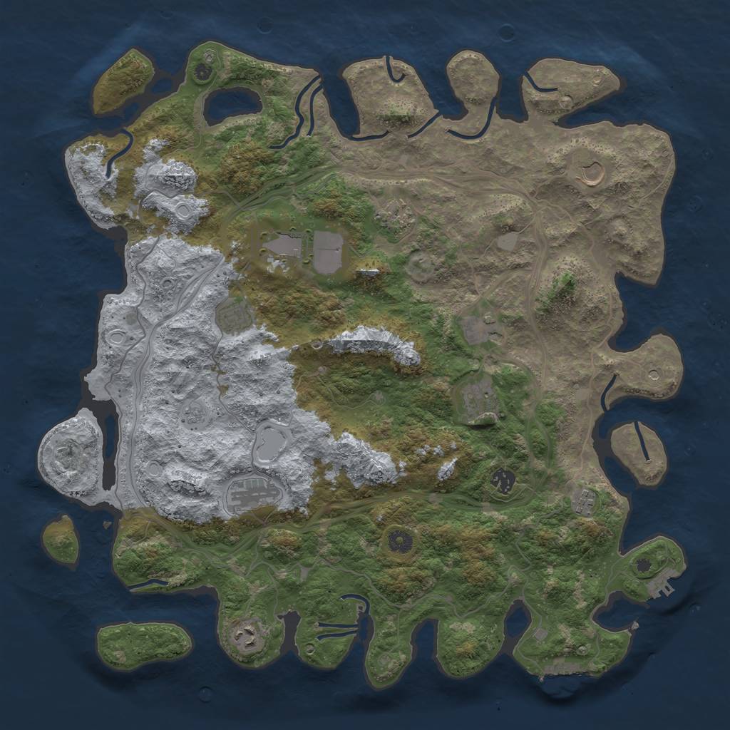 Rust Map: Procedural Map, Size: 4500, Seed: 602768889, 19 Monuments