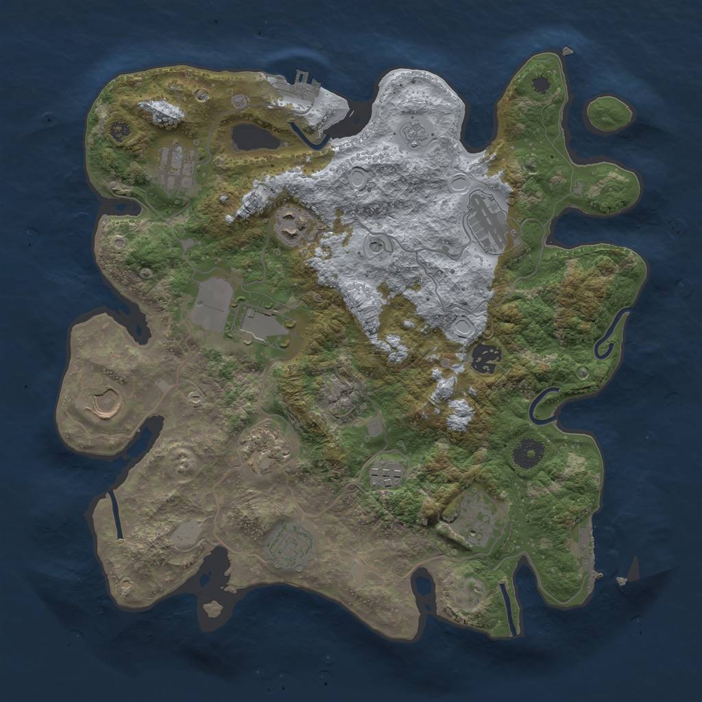 Rust Map: Procedural Map, Size: 3500, Seed: 769079807, 19 Monuments