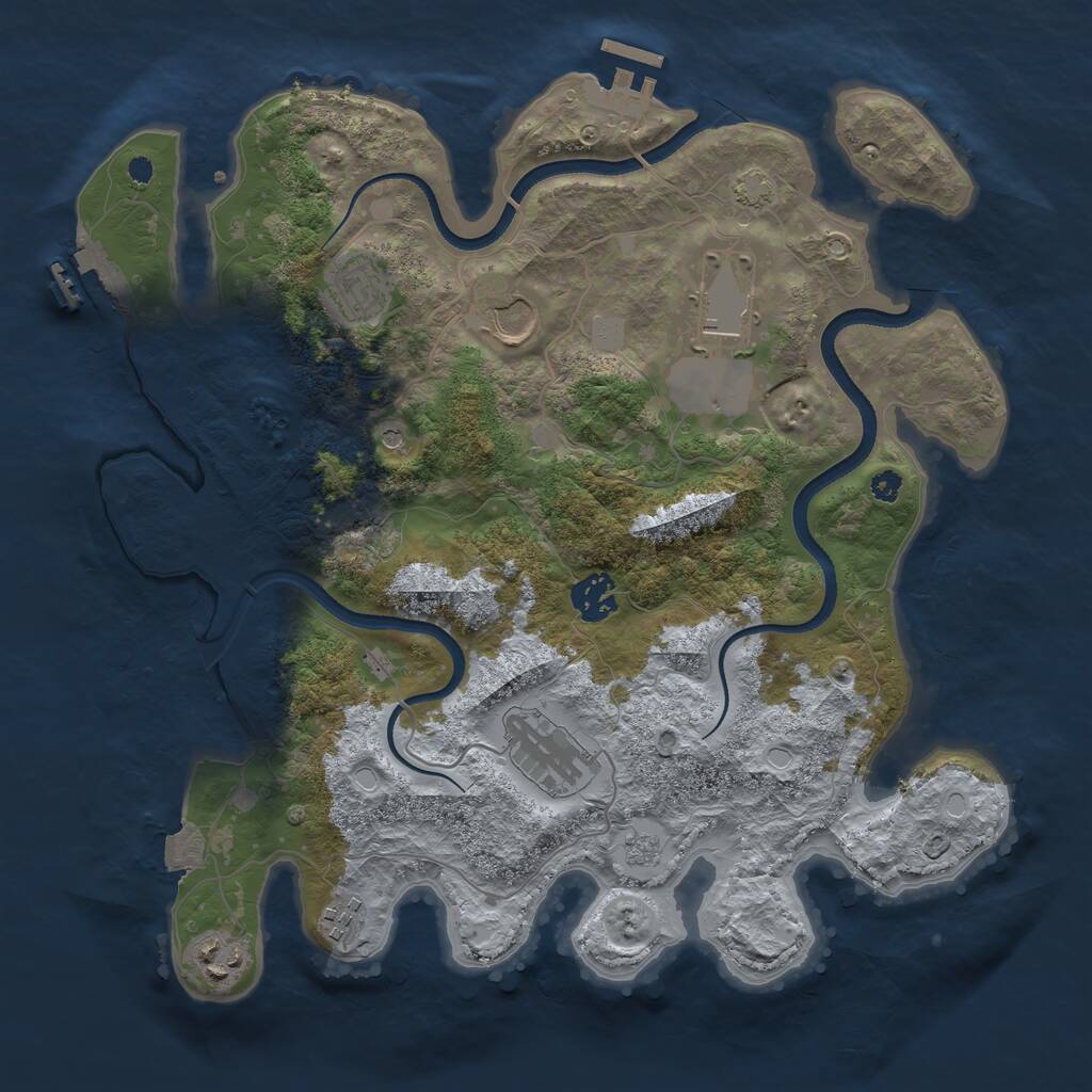 Rust Map: Procedural Map, Size: 3500, Seed: 82682861, 13 Monuments