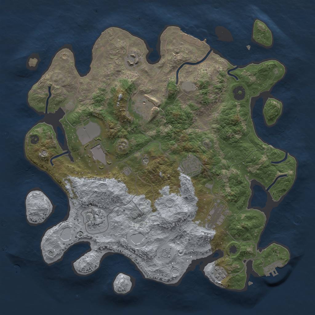 Rust Map: Procedural Map, Size: 3500, Seed: 1199213911, 16 Monuments