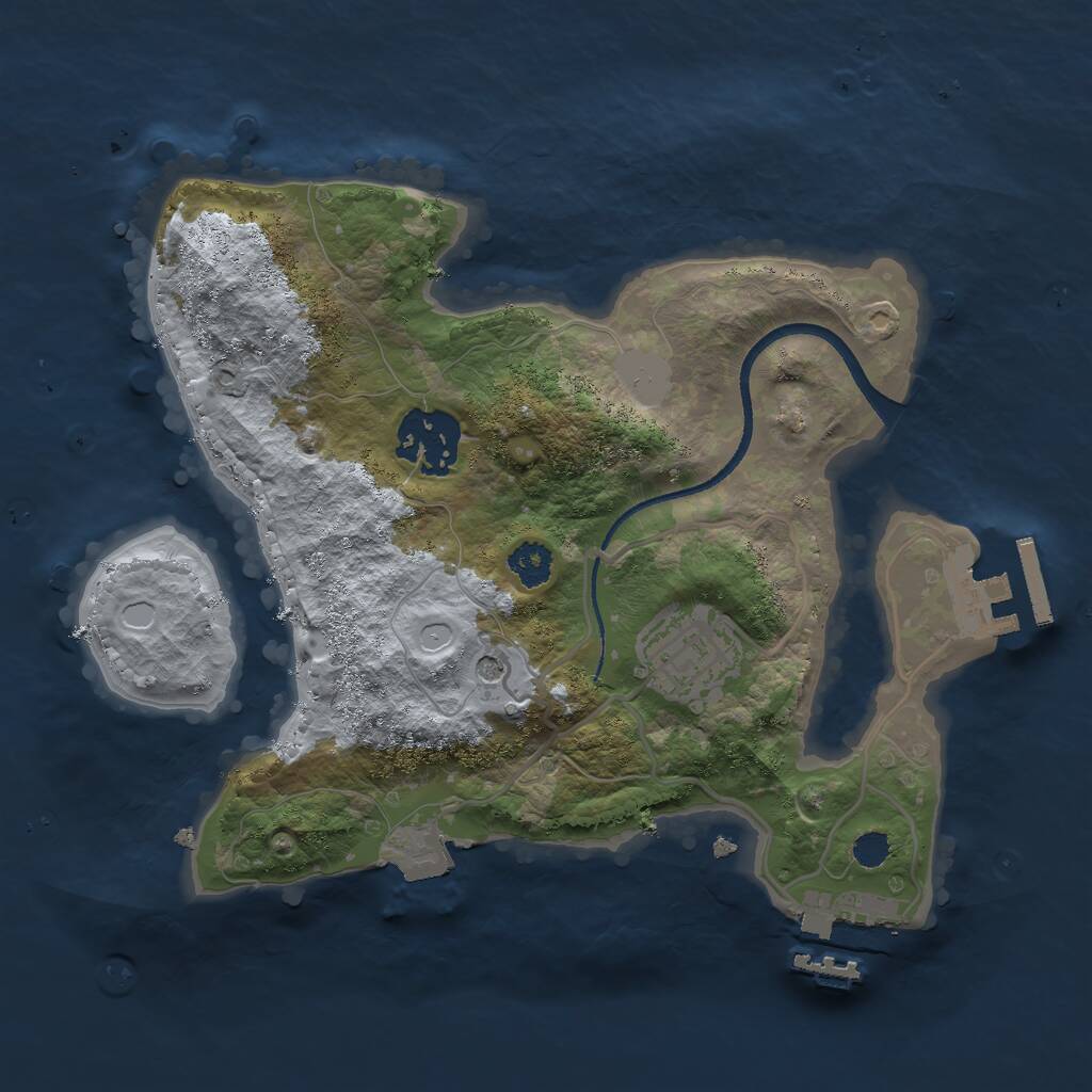 Rust Map: Procedural Map, Size: 2500, Seed: 383626, 6 Monuments