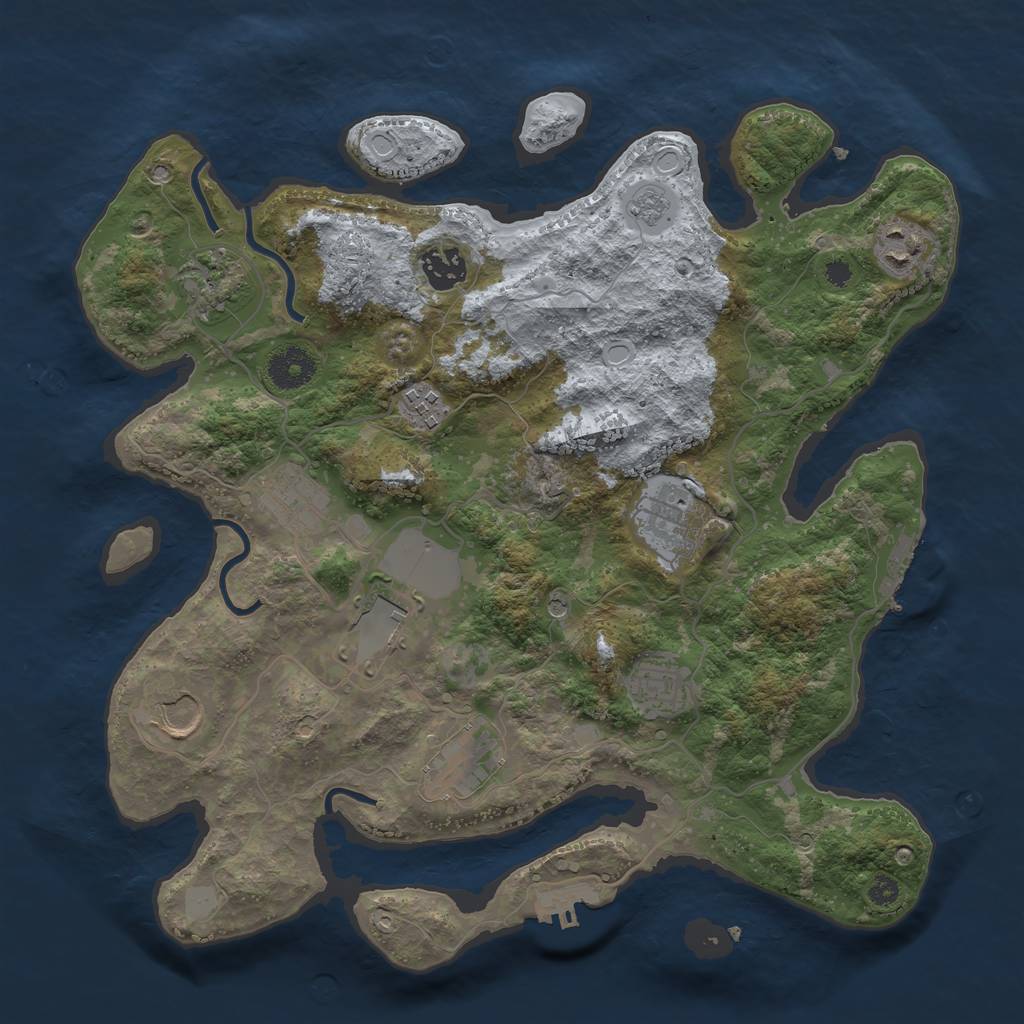Rust Map: Procedural Map, Size: 3500, Seed: 1473163391, 19 Monuments