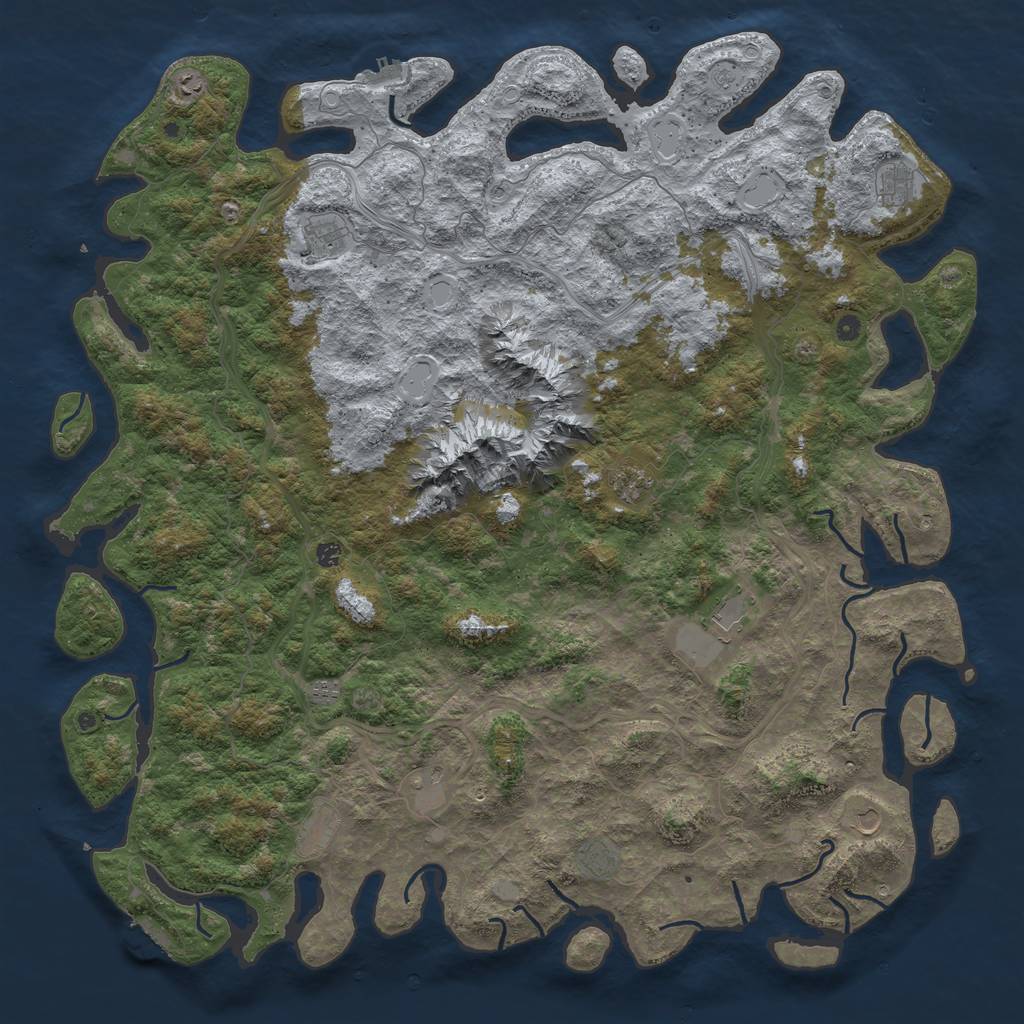 Rust Map: Procedural Map, Size: 6000, Seed: 123815, 18 Monuments