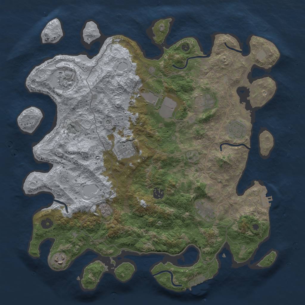 Rust Map: Procedural Map, Size: 4000, Seed: 45374982, 18 Monuments
