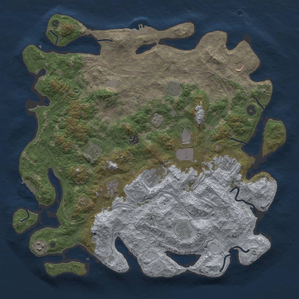 Rust Map: Procedural Map, Size: 4500, Seed: 7040302, 20 Monuments
