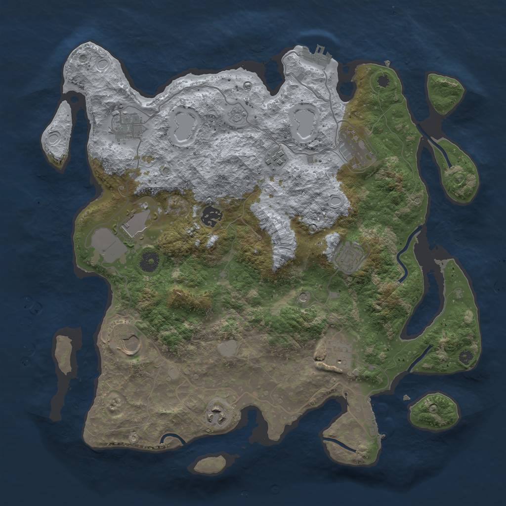 Rust Map: Procedural Map, Size: 3750, Seed: 1010810752, 18 Monuments
