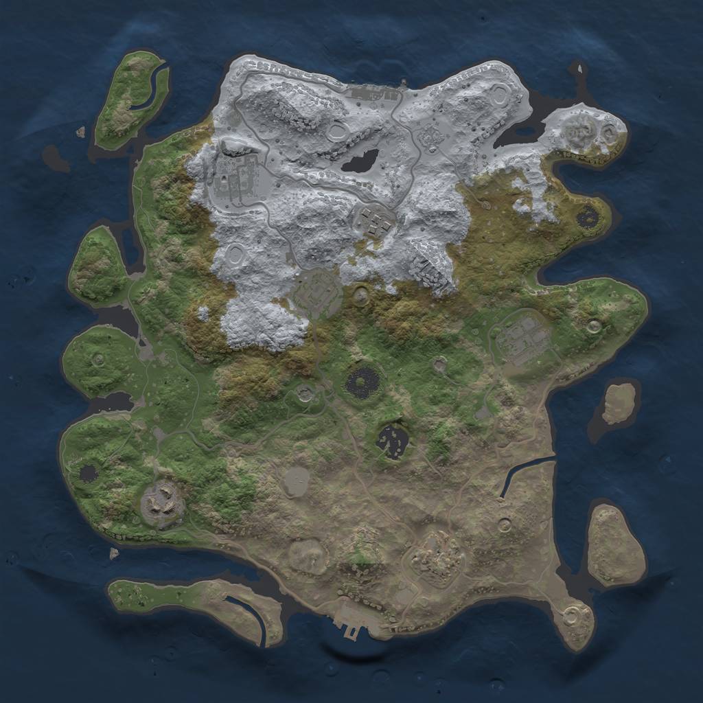 Rust Map: Procedural Map, Size: 3300, Seed: 1012376032, 16 Monuments