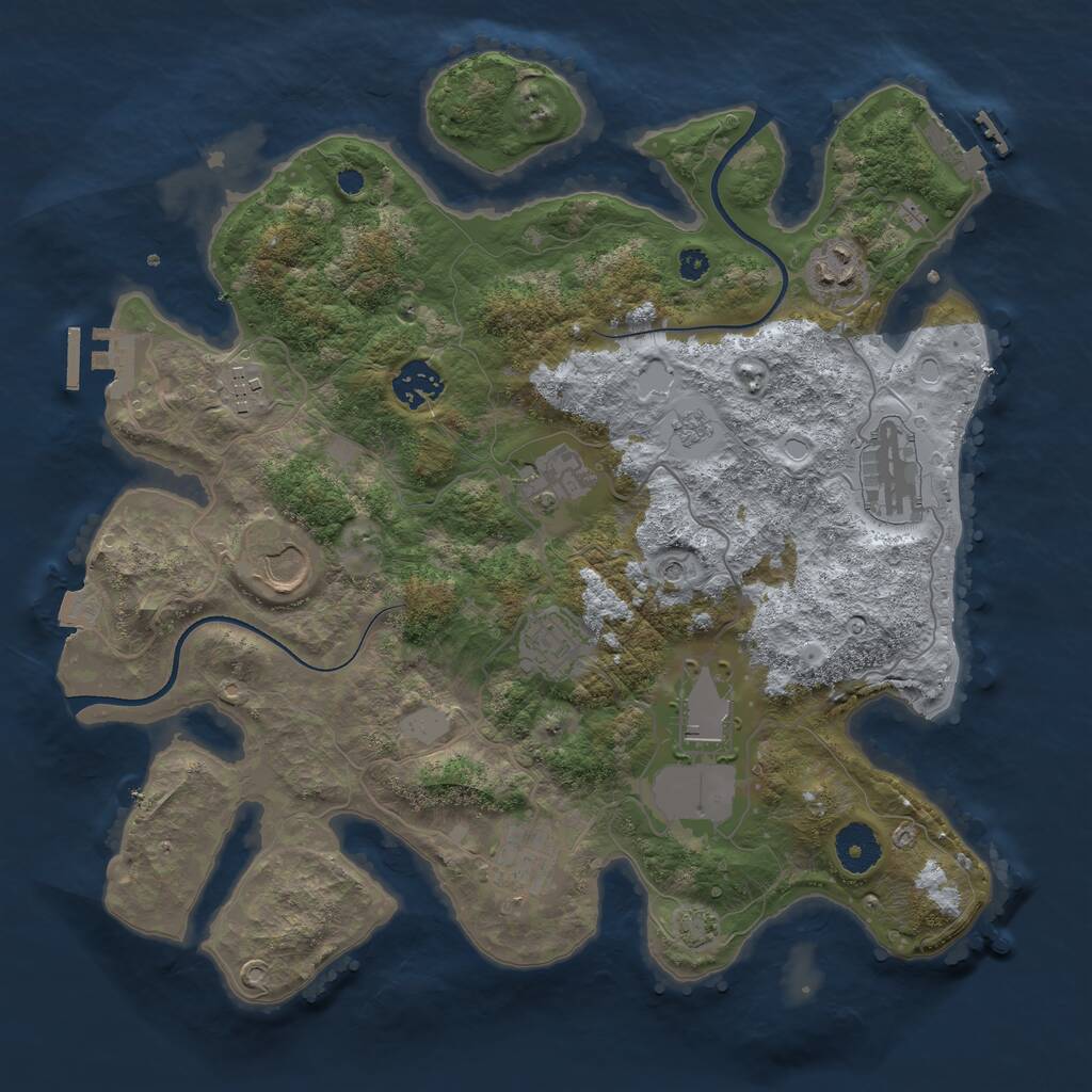 Rust Map: Procedural Map, Size: 3500, Seed: 170203554, 15 Monuments