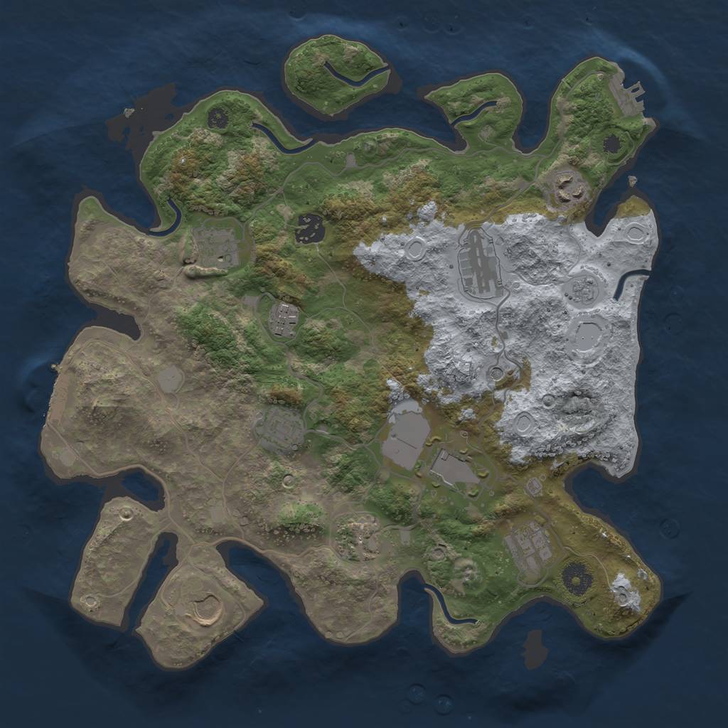 Rust Map: Procedural Map, Size: 3500, Seed: 170203554, 19 Monuments