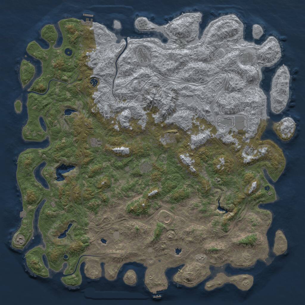 Rust Map: Procedural Map, Size: 6000, Seed: 3698, 17 Monuments