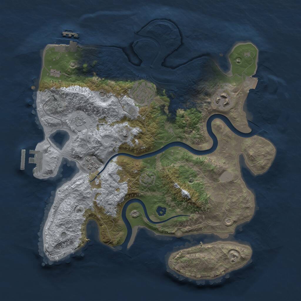 Rust Map: Procedural Map, Size: 3000, Seed: 22969, 9 Monuments