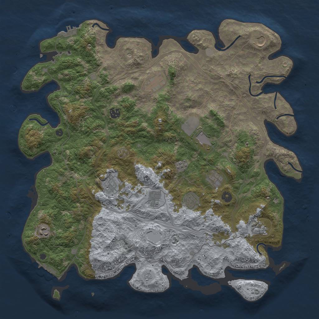 Rust Map: Procedural Map, Size: 4500, Seed: 1568340113, 20 Monuments