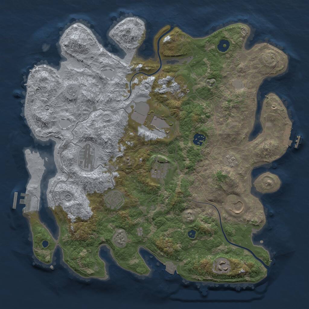 Rust Map: Procedural Map, Size: 3800, Seed: 45311, 15 Monuments